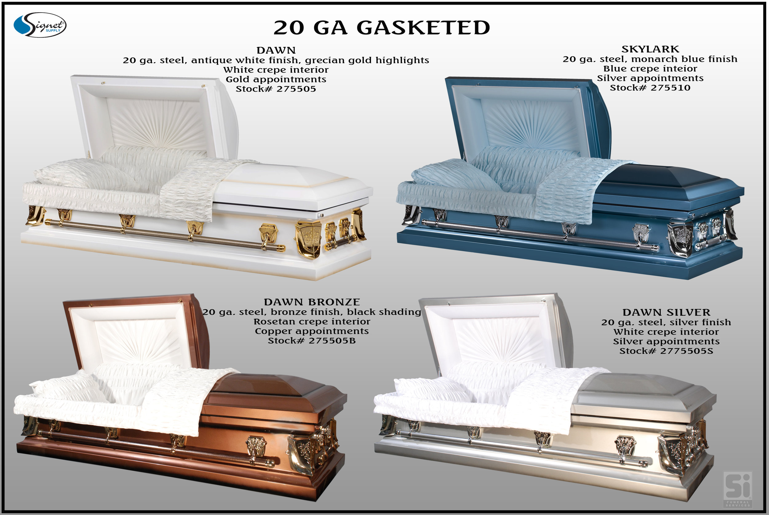 Dawn and Skylark Metal Casket